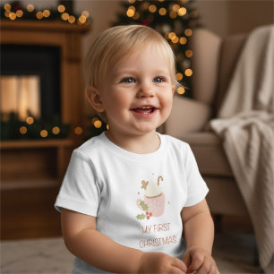 Camiseta De Bebé Mi Primer Traje de Navidad para Bebé Niña​