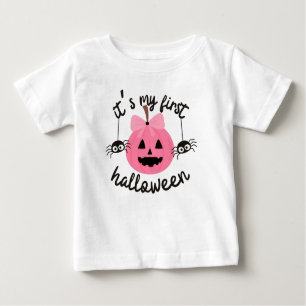 Camiseta De Bebé Mi primera bebé de Halloween feliz con calabaza ro