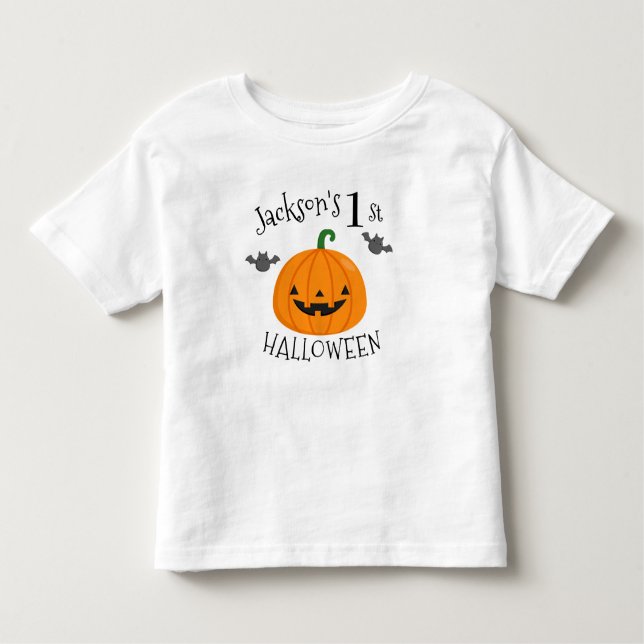 Camiseta De Bebé Mi primera calabaza de Halloween personalizada (Anverso)