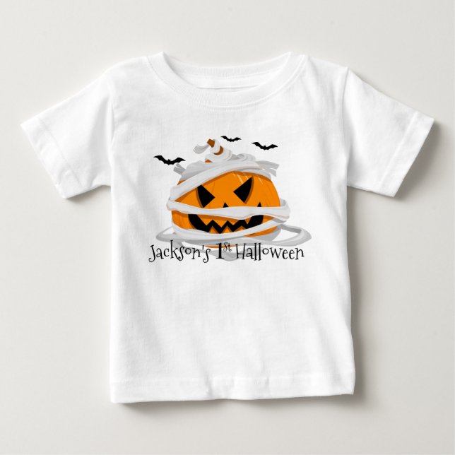 Camiseta De Bebé Mi primera calabaza de Halloween personalizada (Anverso)