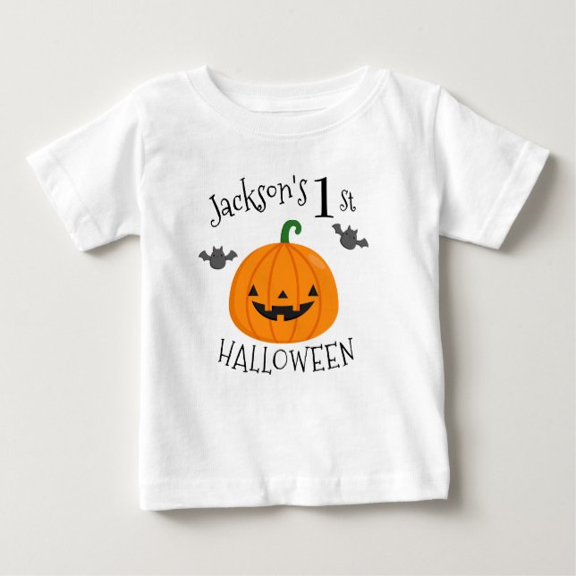 Camiseta De Bebé Mi primera calabaza de Halloween personalizada (Anverso)
