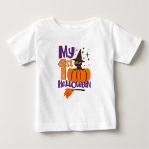 Camiseta De Bebé Mi primera calabaza de Halloween y gato negro
