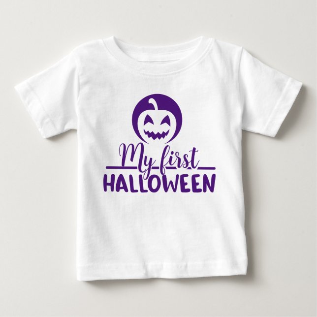 Camiseta De Bebé Mi primera calabaza morada aterradora de Halloween (Anverso)