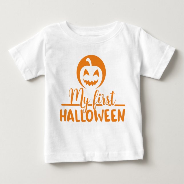 Camiseta De Bebé Mi primera calabaza Naranja aterradora de Hallowee (Anverso)