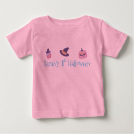 Camiseta De Bebé Mi primera calabaza rosa de Halloween personalizad