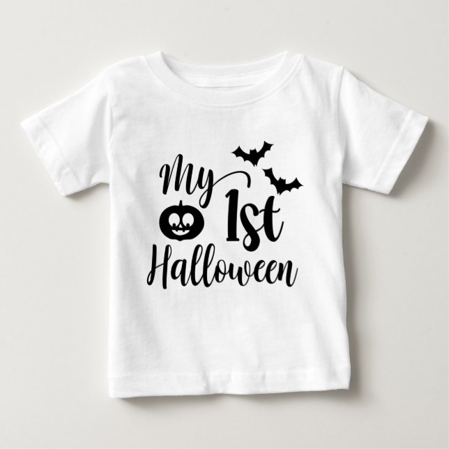 Camiseta De Bebé Mi primera calabaza y murciélagos de Halloween (Anverso)