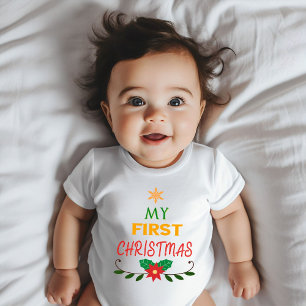 Camiseta De Bebé Mi Primera Estrella y Guirnalda de Navidad
