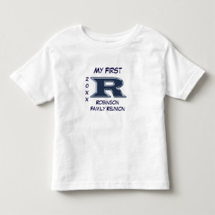 Camiseta De Bebé Mi primera familia Reunión Carta Azul R Monograma