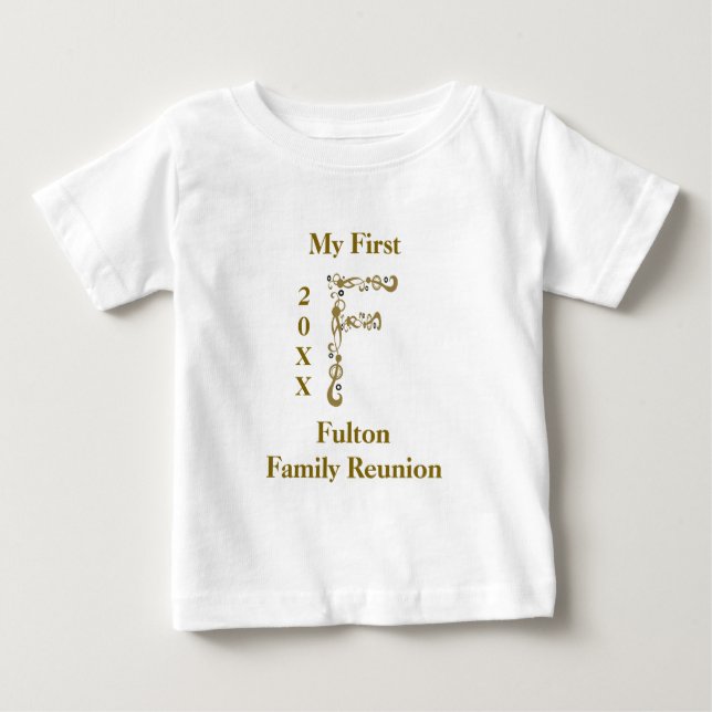 Camiseta De Bebé Mi primera familia Reunión Carta de Oro F Monogram (Anverso)