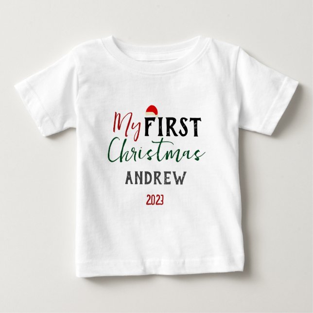 Camiseta De Bebé Mi primera foto de bebé de Navidad Personalizar no (Anverso)