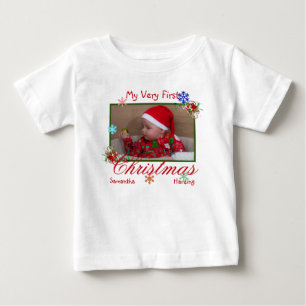 Camiseta De Bebé Mi primera foto de Navidad personalizada