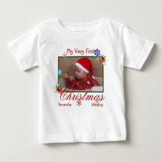 Camiseta De Bebé Mi primera foto de Navidad personalizada