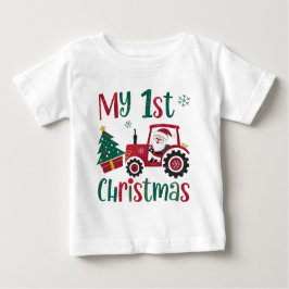 Camiseta De Bebé Mi primera granja de Santa Tractor de Navidad