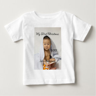 Camiseta De Bebé Mi primera Navidad agregar nombre de bebé fecha añ