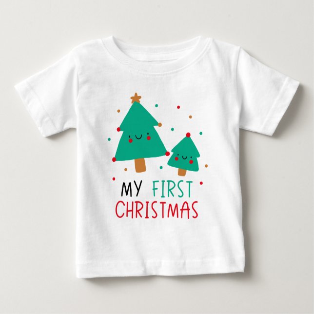 Camiseta De Bebé Mi primera Navidad - Árboles de Navidad curados (Anverso)