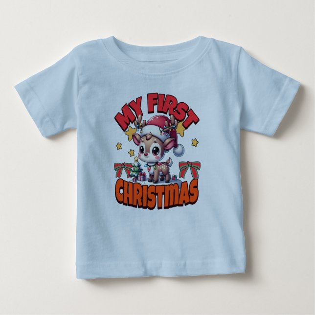 Camiseta De Bebé Mi primera Navidad - Bebé Fawn Delight (Anverso)