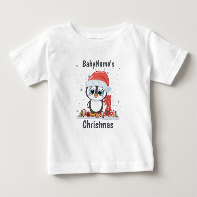 Camiseta De Bebé Mi Primera Navidad con el nombre de regalos lindos (Anverso)