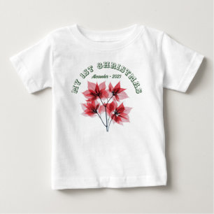 Camiseta De Bebé Mi Primera Navidad Poinsettia - Nombre de Bebé