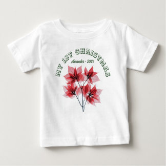 Camiseta De Bebé Mi Primera Navidad Poinsettia - Nombre de Bebé