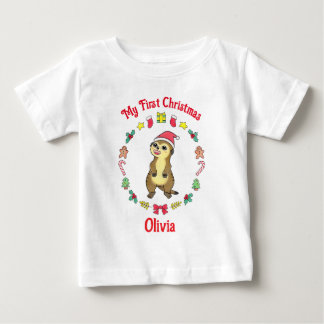 Camiseta de bebé mi primera navidad suricata linda