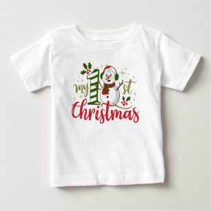 Camiseta De Bebé Mi Primera Tipografía De Navidad Muñeco De Nieve L