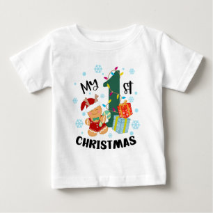 Camiseta De Bebé Mi primera tipografía de Navidad Pan de Jengibre L