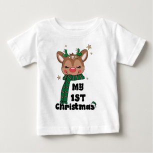 Camiseta De Bebé Mi primera tipografía de Navidad Reno lindo