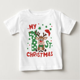 Camiseta De Bebé Mi Primera Tipografía de Navidad Reno Lindo