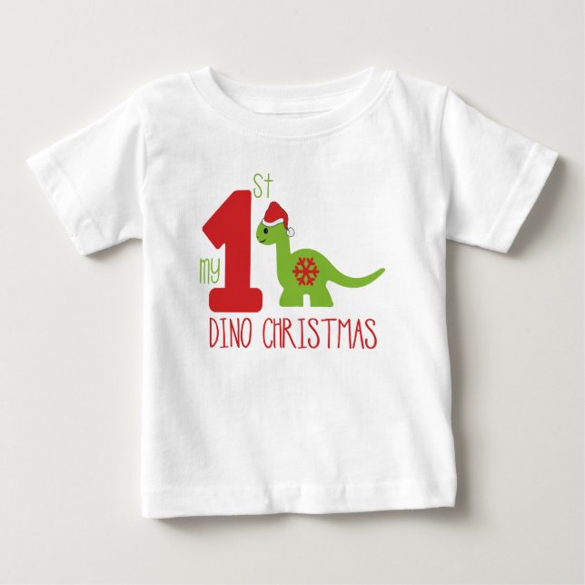 Camiseta De Bebé Mi primera tipografía navideña cuece dinosaurio Di (Anverso)