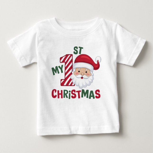 Camiseta De Bebé Mi primera tipografía navideña, Santa (Anverso)