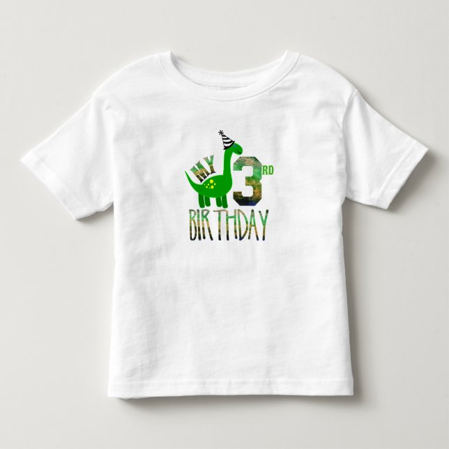 Camiseta De Bebé Mi tercer Fiesta de dinosaurios de cumpleaños (Anverso)
