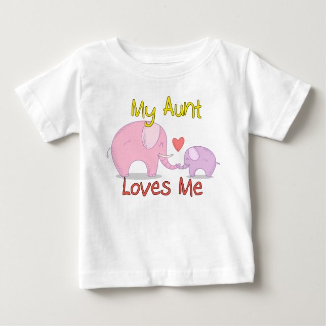 Camiseta De Bebé Mi tía Loves Me Elephant (Anverso)