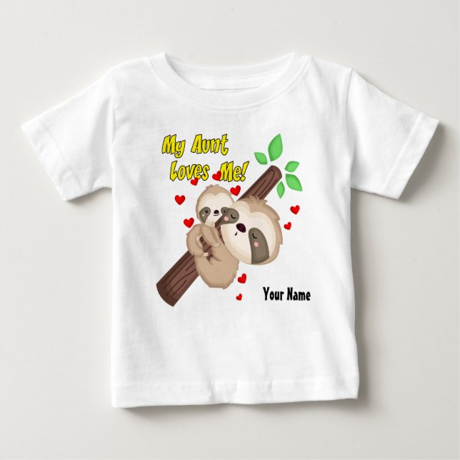 Camiseta De Bebé Mi tía Loves Me Sloth (Anverso)