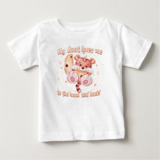 Camiseta De Bebé Mi tía me ama a la luna y al tigre de espalda