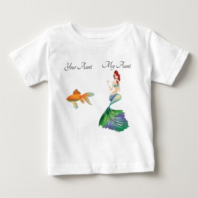 Camiseta De Bebé Mi tía Mermaid De Goldfish Funny Cute Toddler (Anverso)