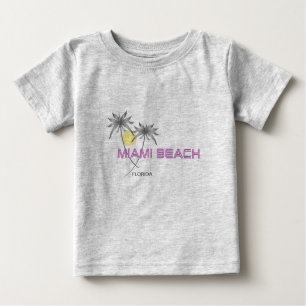 Camiseta De Bebé Miami Beach Florida Bebé Gris Rosa
