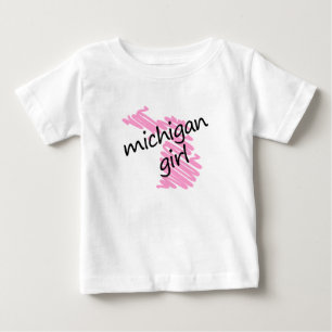 Camiseta De Bebé Michigan Chica con Mapa de Michigan con sangre