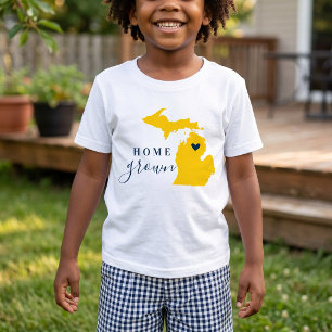 Camiseta De Bebé Michigan Cultivado en Casa Azul y Dorado