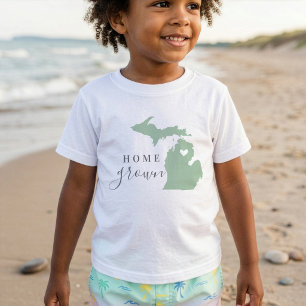 Camiseta De Bebé Michigan Cultivado en Casa Mapa de Estado Editab