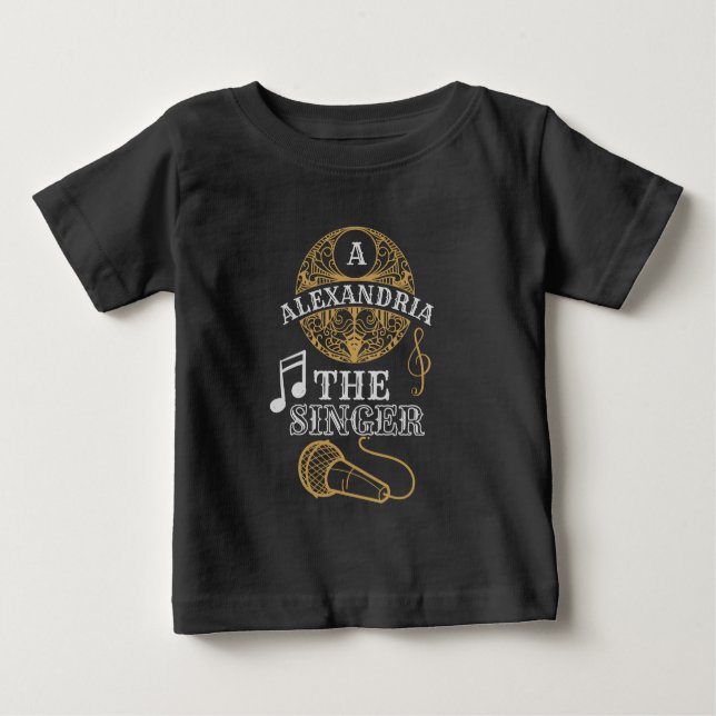 Camiseta De Bebé Micrófono de música divertida del cantante de mono (Anverso)