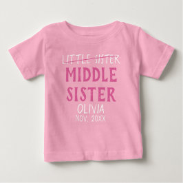 Camiseta De Bebé Middle Sister reveal custom name