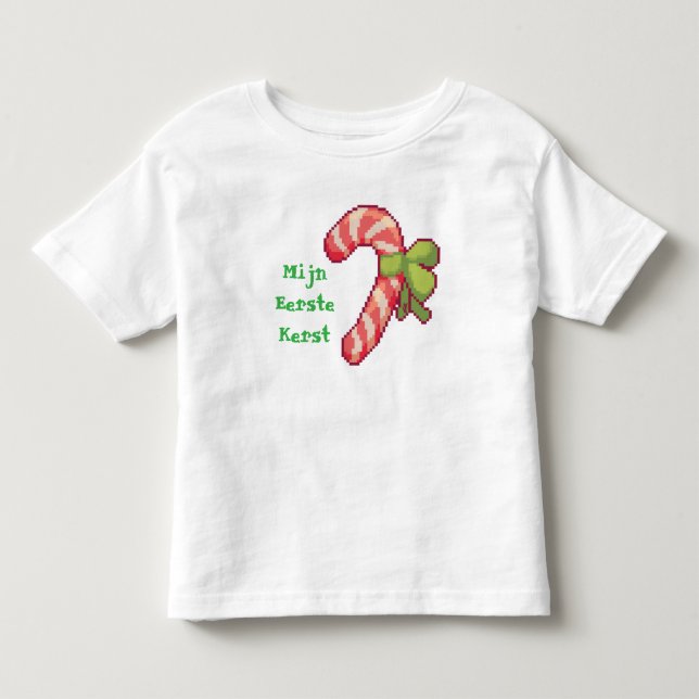 Camiseta De Bebé Mijn eerste Kerst. Pixel Art, Pixelart  (Anverso)