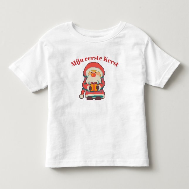 Camiseta De Bebé Mijn eerste kerst, pixel art, pixelart (Anverso)