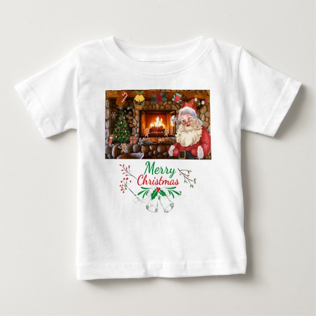 Camiseta De Bebé Mikitiez clásicas whitechristmas luz jollyholly (Anverso)