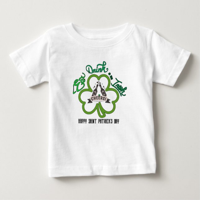 Camiseta De Bebé Mikitiez verde afortunado Saint Patrick's Day iris (Anverso)