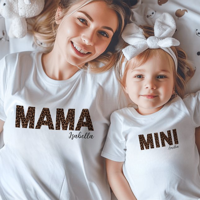 Camiseta De Bebé Mini | Mami y yo de la moda leopardo (Subido por el creador)