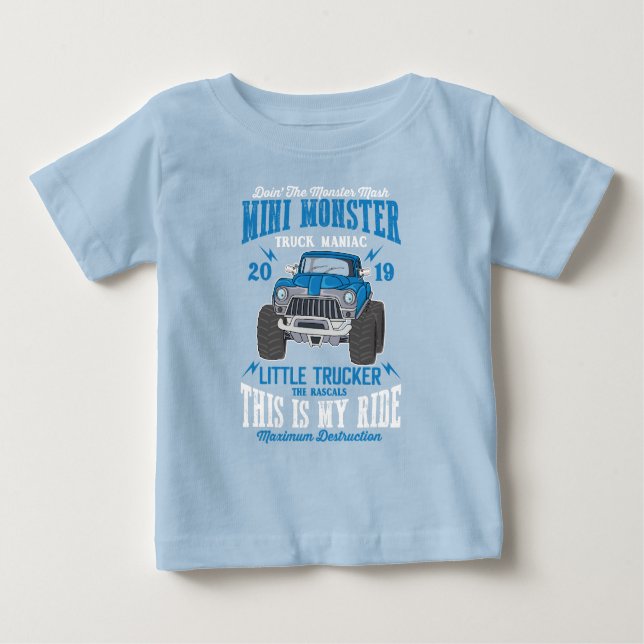 Camiseta De Bebé Mini Monster Camión Manic Pequeño Camionero Niño (Anverso)