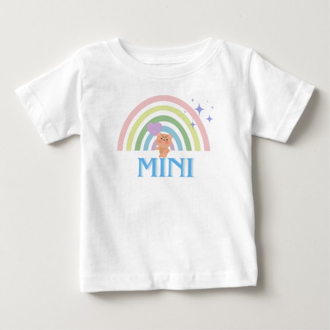Camiseta De Bebé MINI - Pastel arcoiris Teddy Tee para bebés (Anverso)