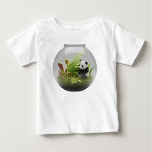 Camiseta De Bebé Miniatura de Panda en Terrario de Plantas Exóticas