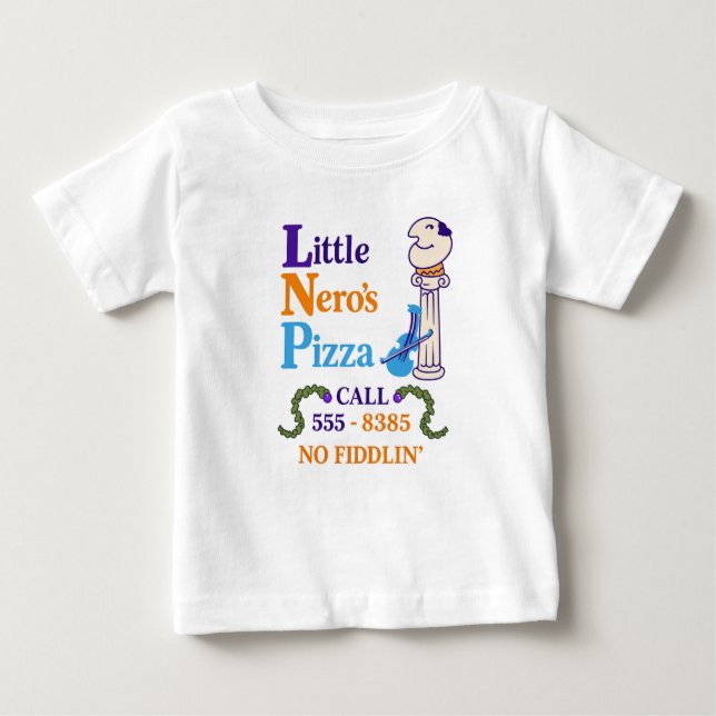 Camiseta De Bebé Minimal Little Nero’s Pizza (Anverso)